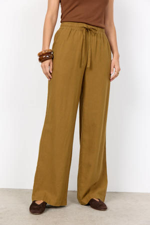 wide leg high waist broek met linnen