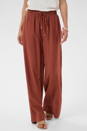 wide leg regular waist broek koraalrood