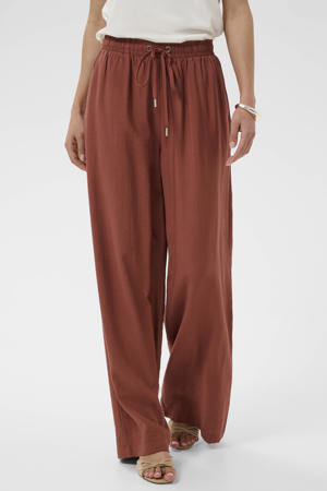 wide leg regular waist broek koraalrood
