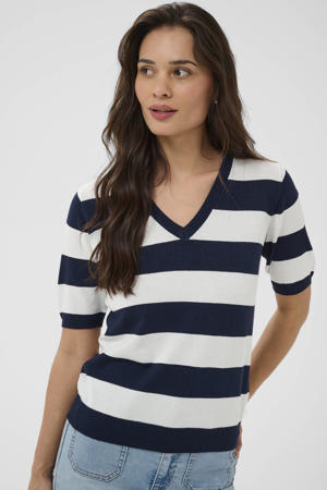 gestreepte top met glitter donkerblauw