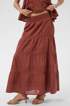 maxi rok koraalrood