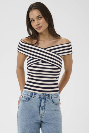 gestreepte top donkerblauw