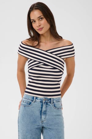 gestreepte top donkerblauw