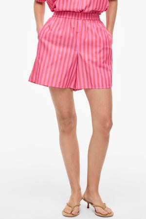 regular high waist gestreepte casual short roze