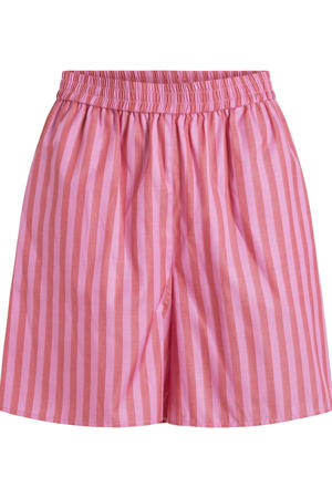 regular high waist gestreepte casual short roze