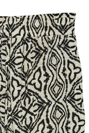 thumbnail: Zwart en ecru dames VERO MODA high waist casual broek van viscose met loose fit, elastische tailleband en effen