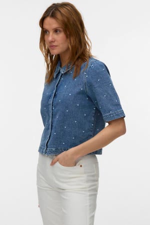top met hartjes medium blue denim