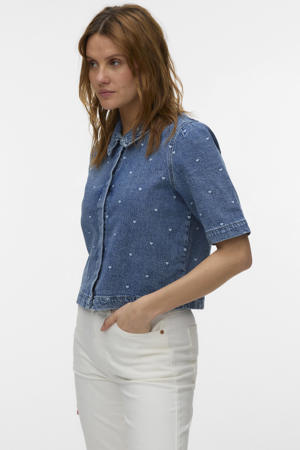 top met hartjes medium blue denim