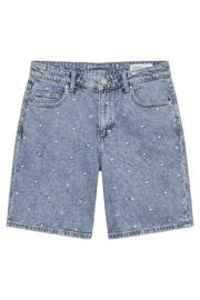 thumbnail: VERO MODA regular waist denim short met hartjes medium blue denim