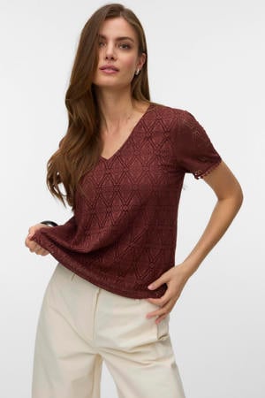 top crochet donkerrood