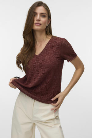 top crochet donkerrood