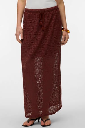 maxi rok crochet donkerrood