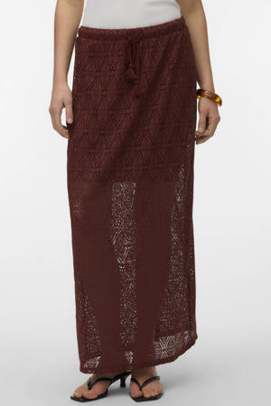 maxi rok crochet donkerrood