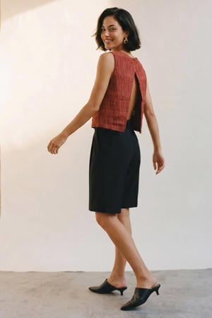 top met all over print - roodbruin