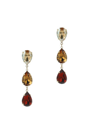 gold plated oorbellen Triple Drop Topaz