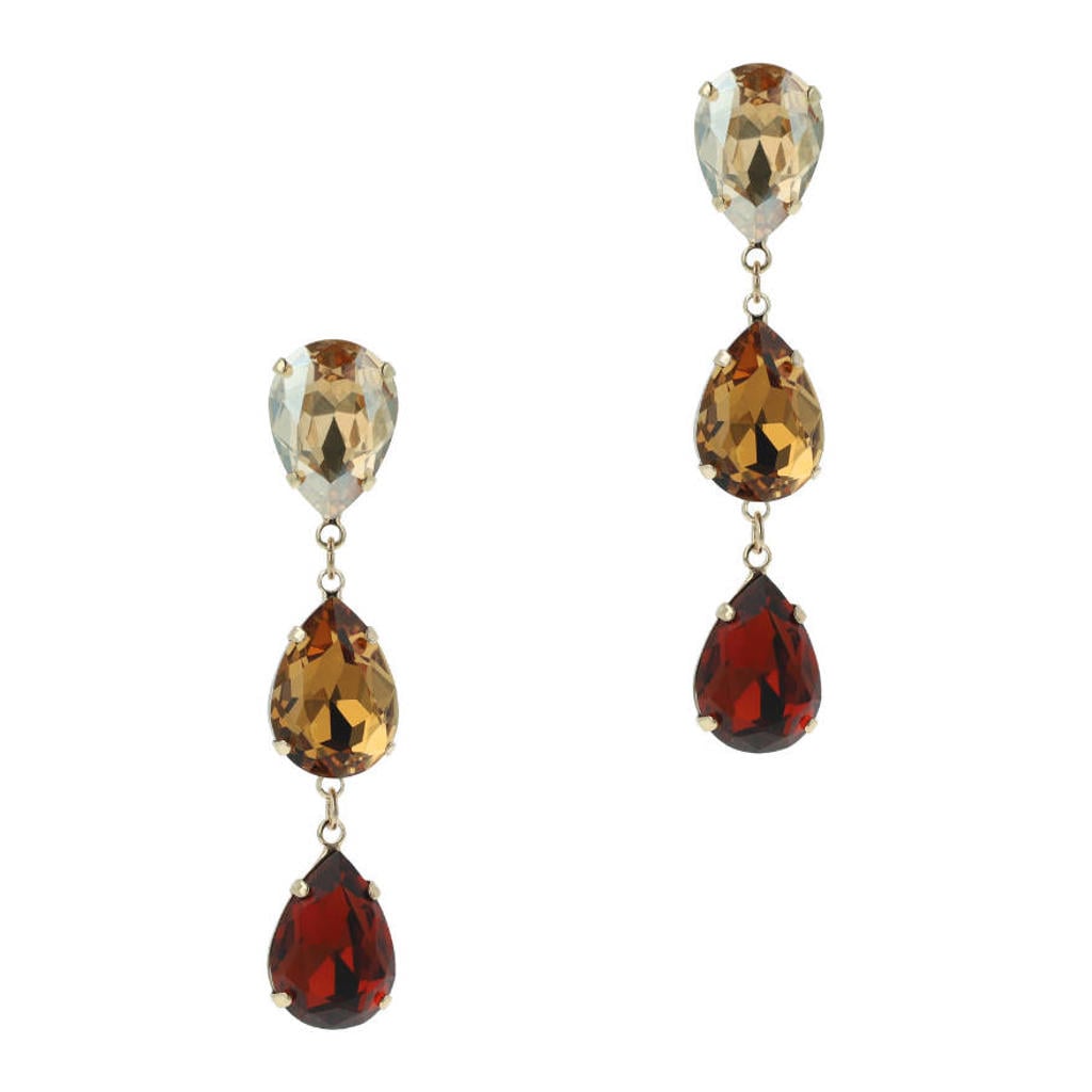Otazu gold plated oorbellen Triple Drop Topaz