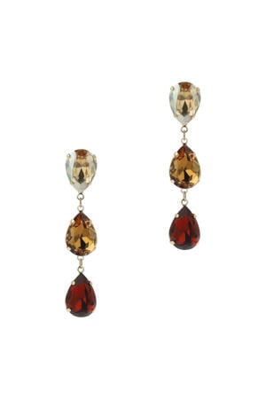 gold plated oorbellen Triple Drop Topaz