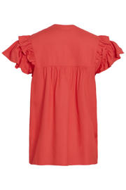 thumbnail: VILA broderie top met ruches - rood