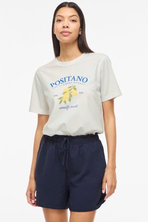 regular fit T-shirt met print - wit