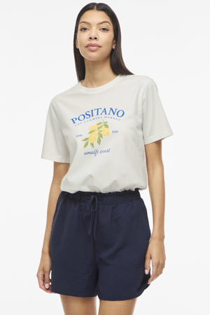 regular fit T-shirt met print - wit