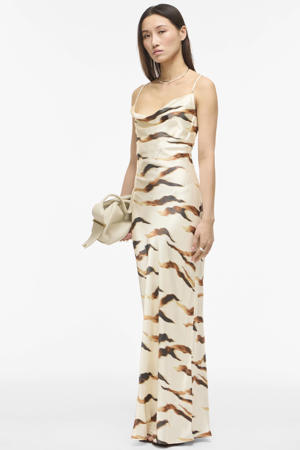 maxi jurk met dierenprint ecru