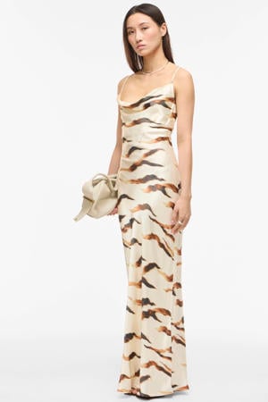 maxi jurk met dierenprint ecru