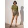 VERO MODA denim regular waist short met panterprint