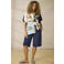 Zhenzi gebloemde blousetop donkerblauw