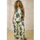 Zhenzi wide leg high waist gebloemde broek lichtgroen