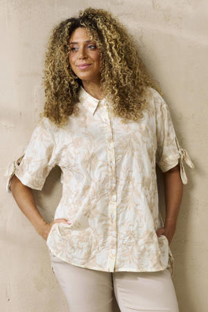 gebloemde blouse beige