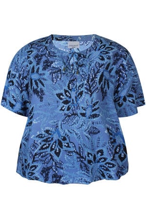 gebloemde top blauw
