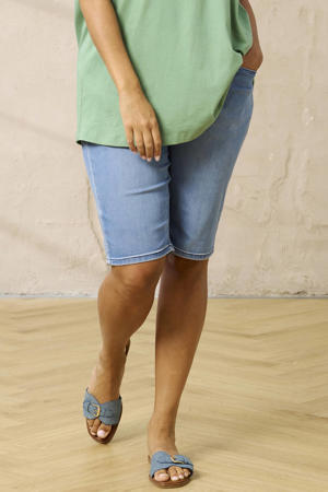 regular high waist denim short medium blue denim