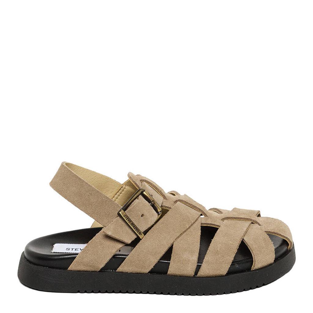 Taupe meisjes Steve Madden suède sandalen met gesp