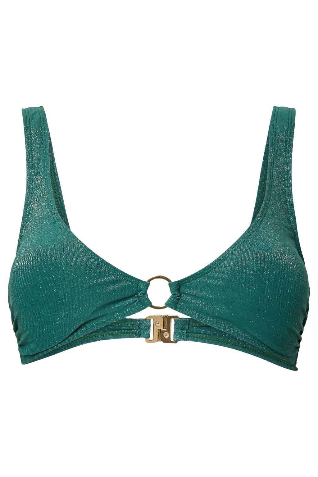 PIECES voorgevormde bikinitop PCLAOMI met lurex groen