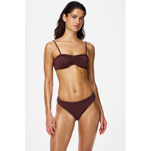 PIECES voorgevormde ssersucker strapless bandeau bikinitop PCBAOMI bruin afbeelding