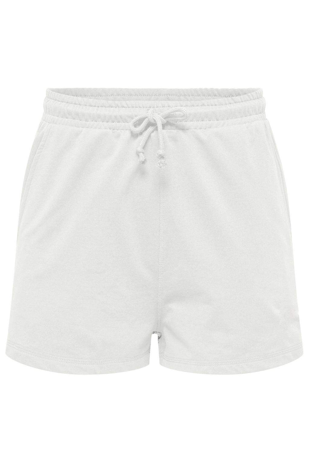 Ecru dames JDY regular waist sweatshort van katoen met loose fit, elastische tailleband met koord en effen