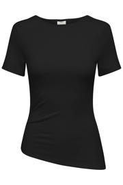 thumbnail: Zwarte dames JDY T-shirt van katoen met effen, korte mouwen en ronde hals