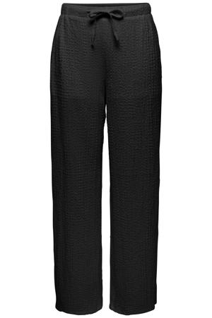 regular waist casual broek met textuur zwart