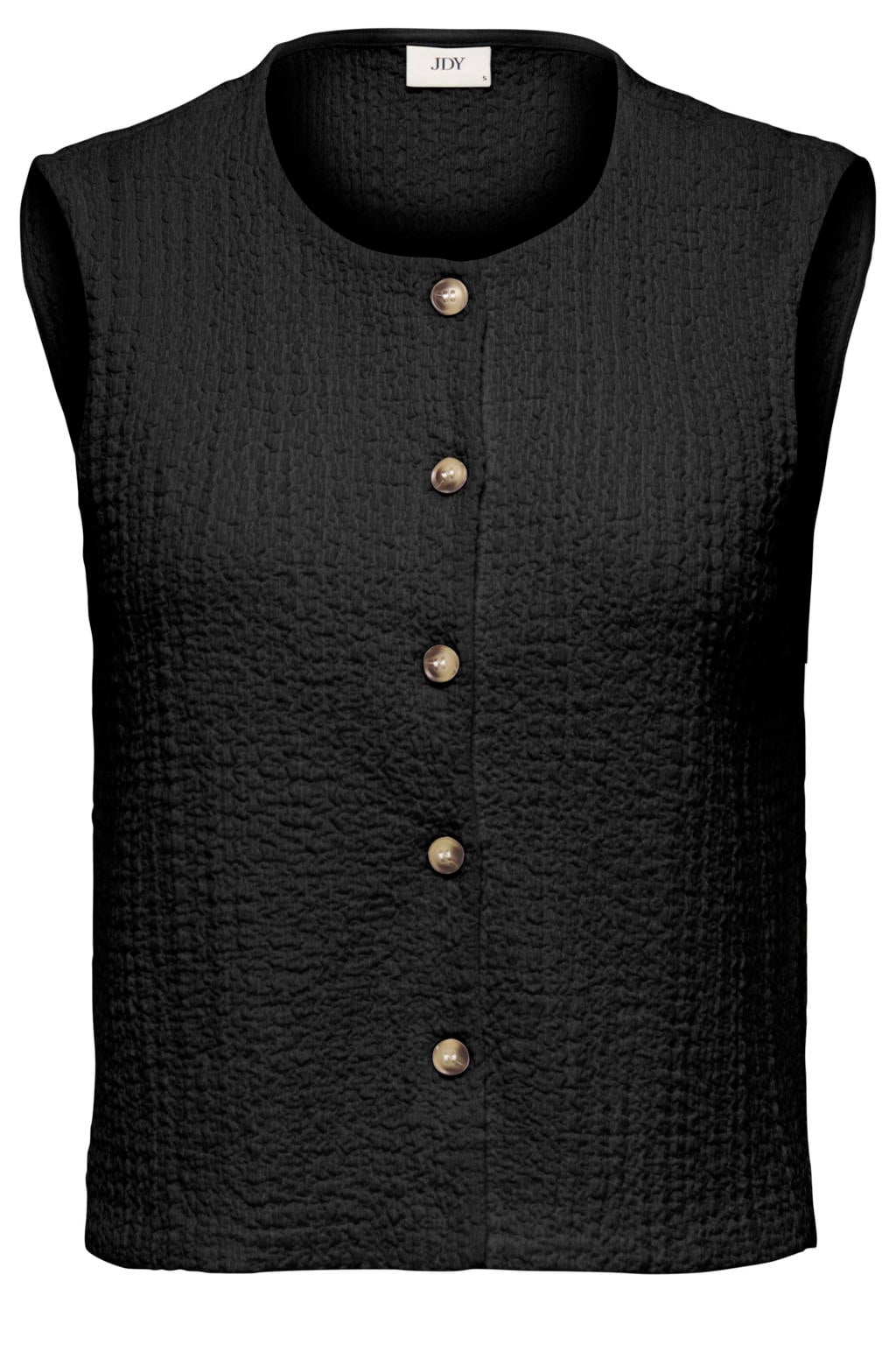 Zwarte dames JDY top van polyester met effen, ronde hals en textuur