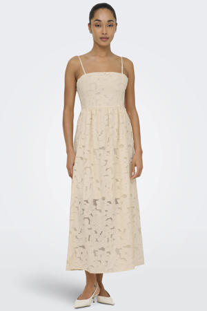 maxi jurk broderie beige