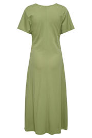thumbnail: Lichtgroene dames JDY midi jurk van viscose met effen, korte mouwen en V-hals