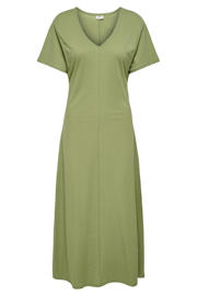 thumbnail: Lichtgroene dames JDY midi jurk van viscose met effen, korte mouwen en V-hals