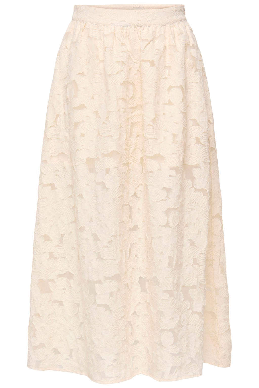 Beige dames JDY midi rok gemaakt van modal en met elastische tailleband