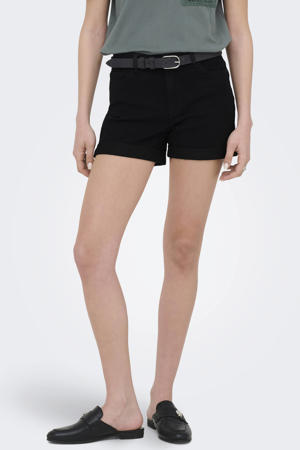 regular waist short black denim
