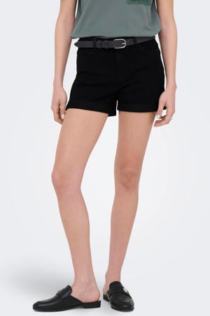 regular waist short black denim