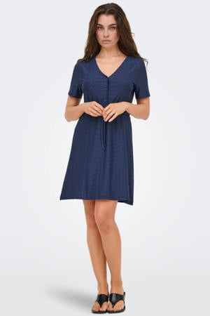 korte jurk ajour donkerblauw