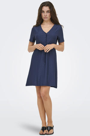 korte jurk ajour donkerblauw