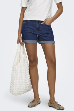 regular waist short dark blue denim