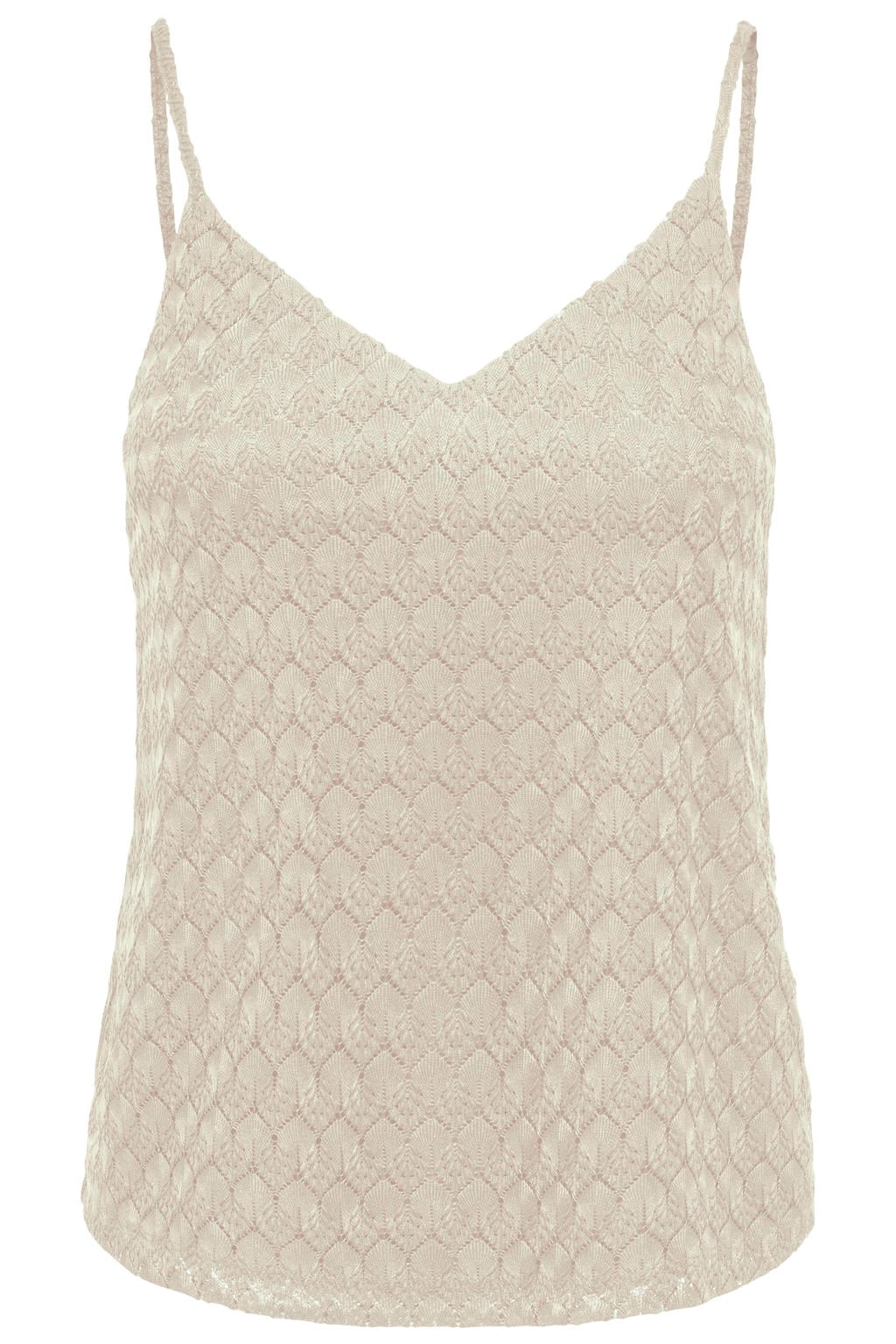 Zandkleurige dames JDY top ajour van polyester met effen en V-hals