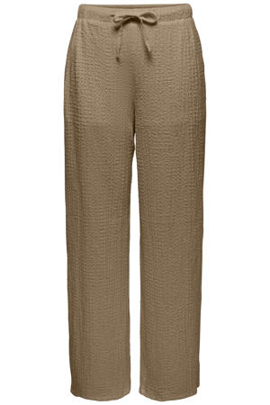 regular waist casual broek met textuur kaki